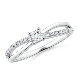 3mm GVS2 Prong Set Princess-Cut Diamond Split Shank Promise Ring in White Gold