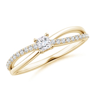 3mm GVS2 Prong Set Princess-Cut Diamond Split Shank Promise Ring in Yellow Gold