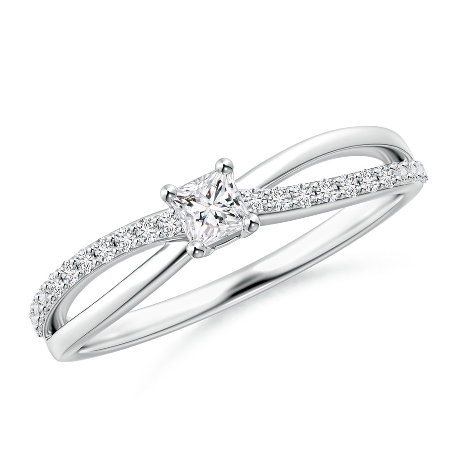 3mm HSI2 Prong Set Princess-Cut Diamond Split Shank Promise Ring in 18K White Gold 