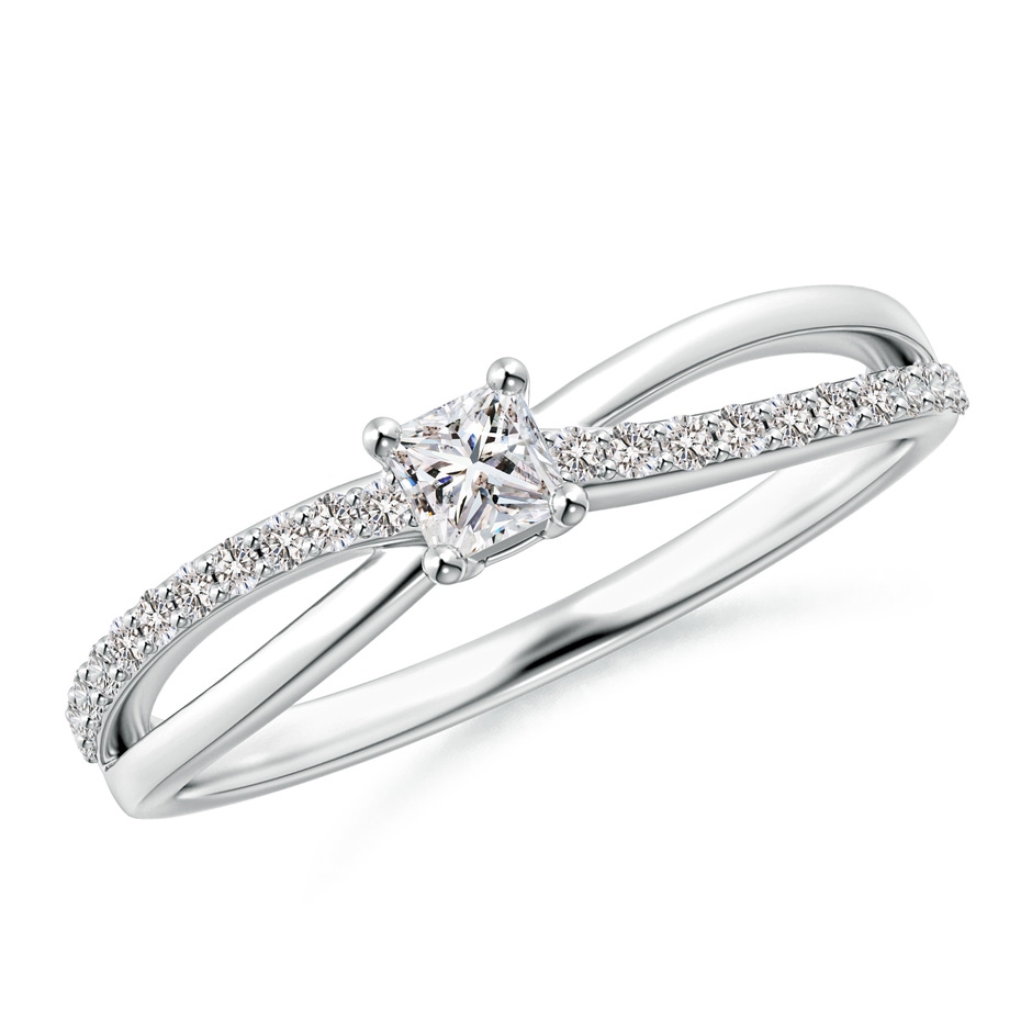 3mm IJI1I2 Prong Set Princess-Cut Diamond Split Shank Promise Ring in White Gold 