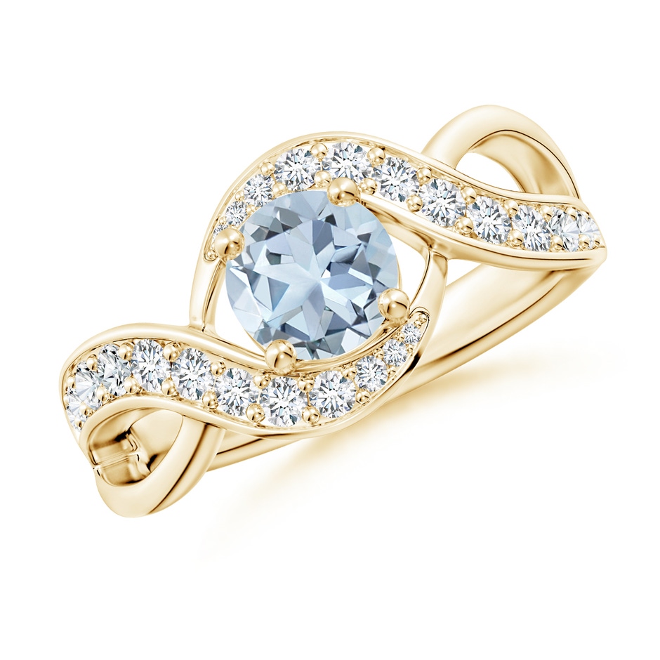 6mm A Solitaire Round Aquamarine Infinity Promise Ring in Yellow Gold 