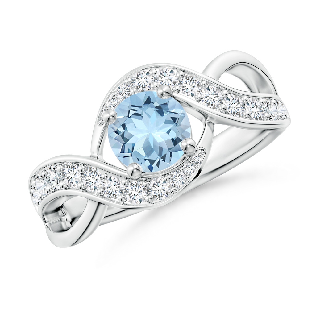 6mm AAA Solitaire Round Aquamarine Infinity Promise Ring in White Gold