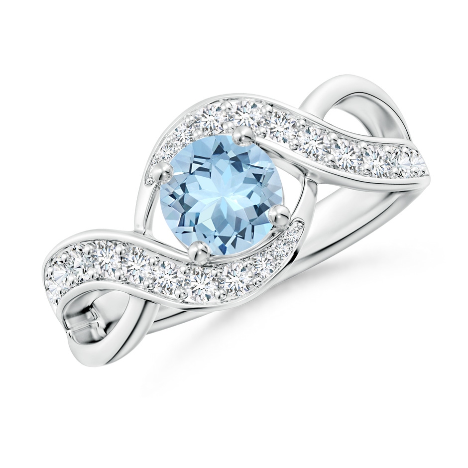 6mm AAA Solitaire Round Aquamarine Infinity Promise Ring in White Gold 