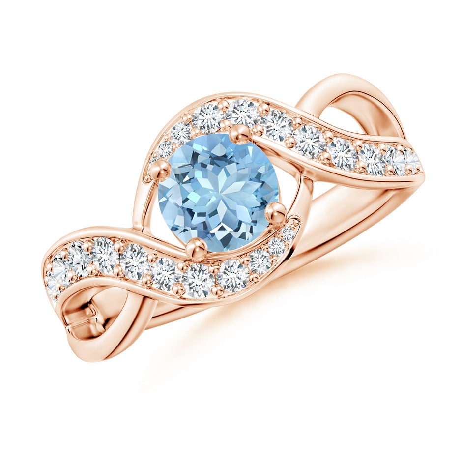 6mm AAAA Solitaire Round Aquamarine Infinity Promise Ring in Rose Gold 