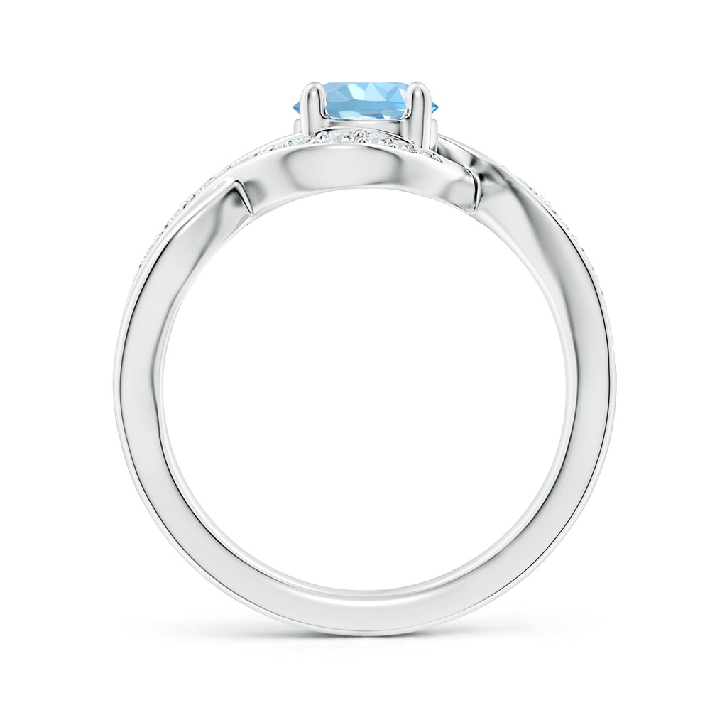 6mm AAAA Solitaire Round Aquamarine Infinity Promise Ring in S999 Silver Side 199