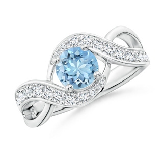 6mm AAAA Solitaire Round Aquamarine Infinity Promise Ring in White Gold