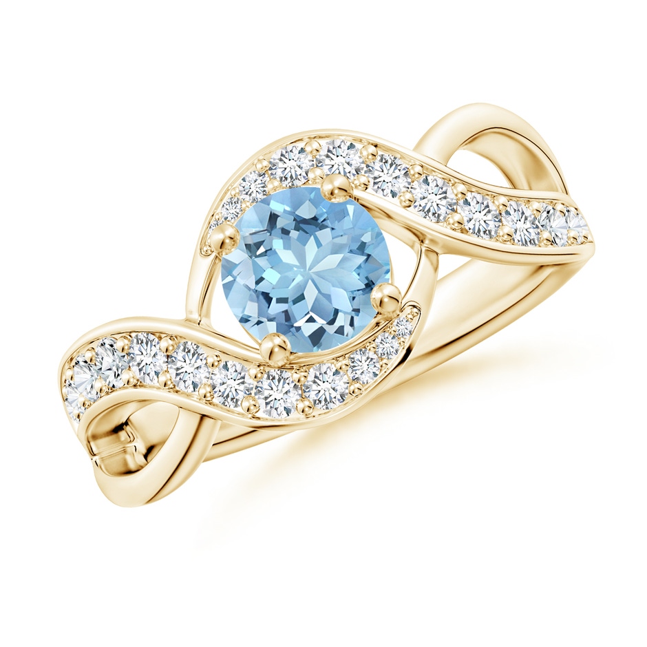 6mm AAAA Solitaire Round Aquamarine Infinity Promise Ring in Yellow Gold 