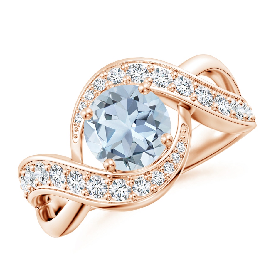7mm A Solitaire Round Aquamarine Infinity Promise Ring in Rose Gold 