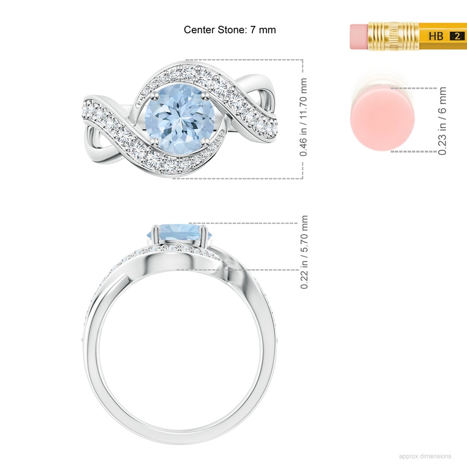 7mm AA Solitaire Round Aquamarine Infinity Promise Ring in White Gold ruler