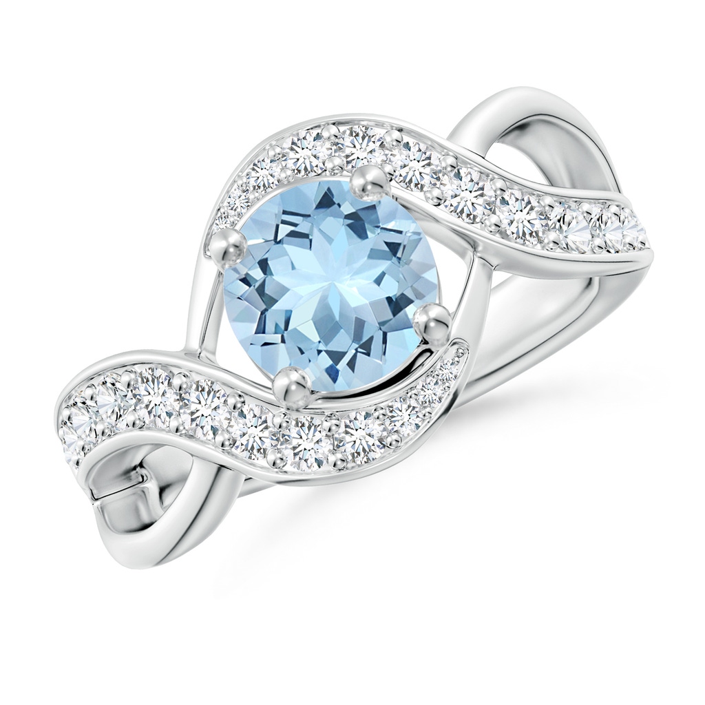 7mm AAA Solitaire Round Aquamarine Infinity Promise Ring in White Gold