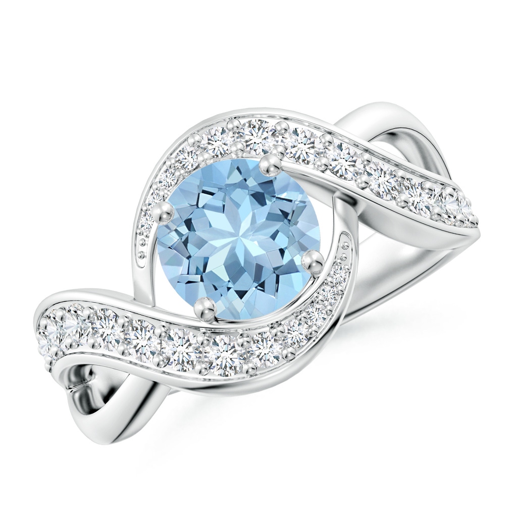 7mm AAA Solitaire Round Aquamarine Infinity Promise Ring in White Gold