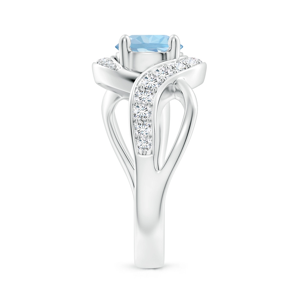 7mm AAA Solitaire Round Aquamarine Infinity Promise Ring in White Gold Side 299