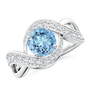 7mm AAAA Solitaire Round Aquamarine Infinity Promise Ring in P950 Platinum