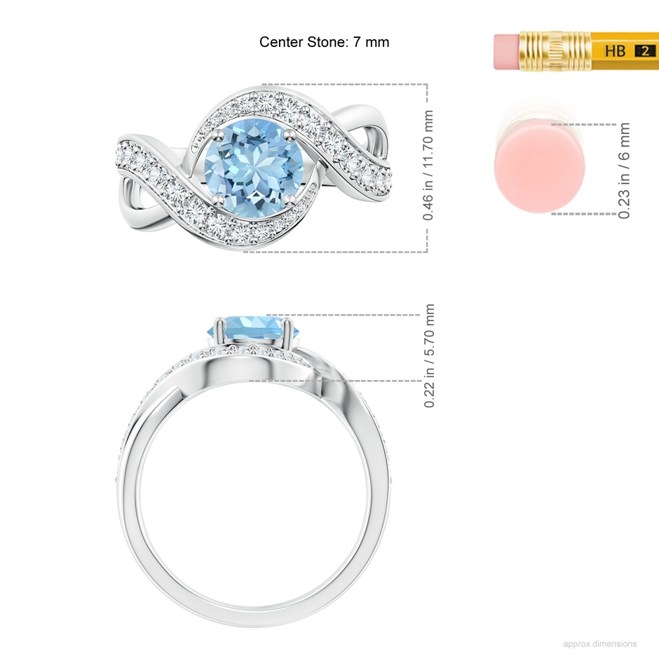 7mm AAAA Solitaire Round Aquamarine Infinity Promise Ring in White Gold ruler
