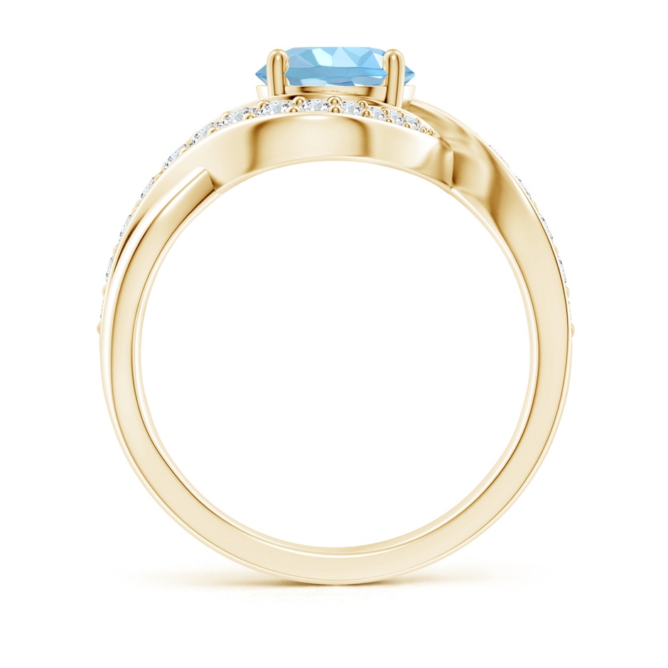 7mm AAAA Solitaire Round Aquamarine Infinity Promise Ring in Yellow Gold side 199