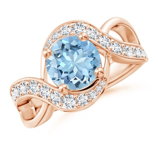 8mm AAAA Solitaire Round Aquamarine Infinity Promise Ring in Rose Gold