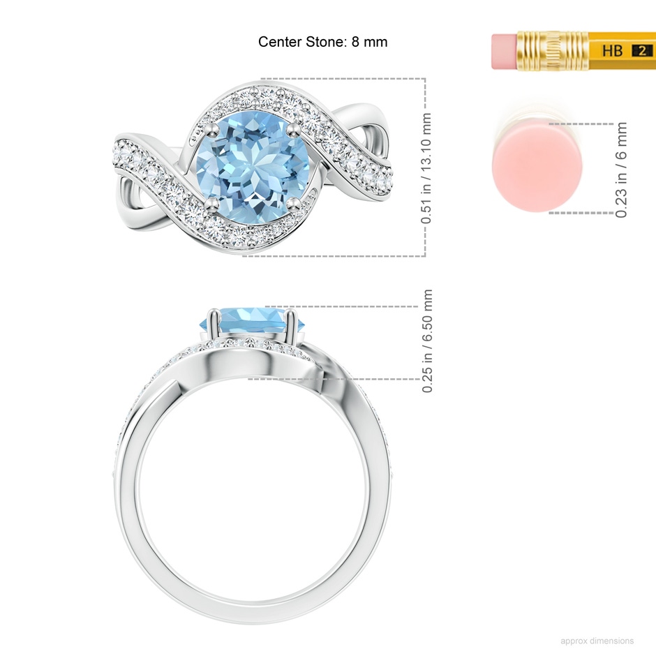 8mm AAAA Solitaire Round Aquamarine Infinity Promise Ring in S999 Silver ruler