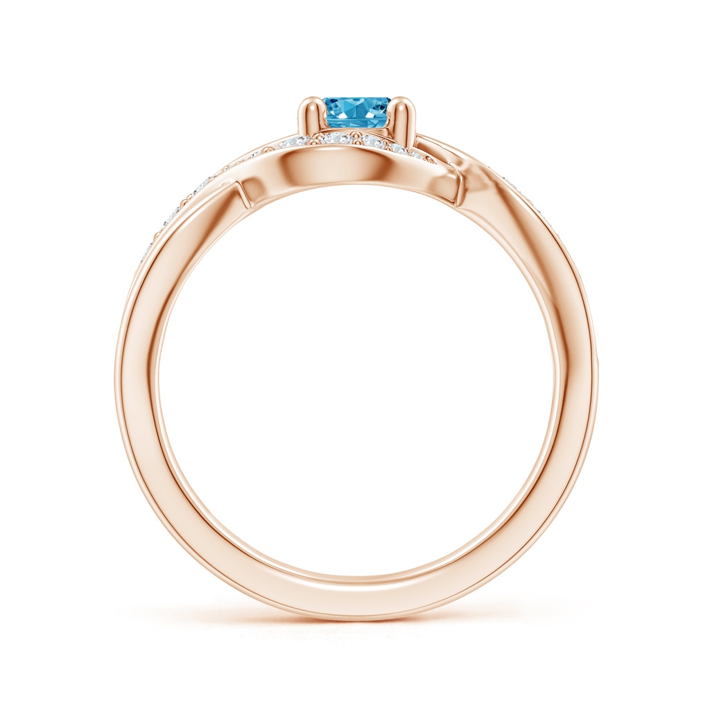 5.1mm AAAA Solitaire Round Fancy Intense Blue Diamond Infinity Promise Ring in Rose Gold - side 199