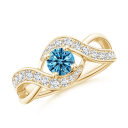 Infinity Yellow Gold Blue Diamond Rings