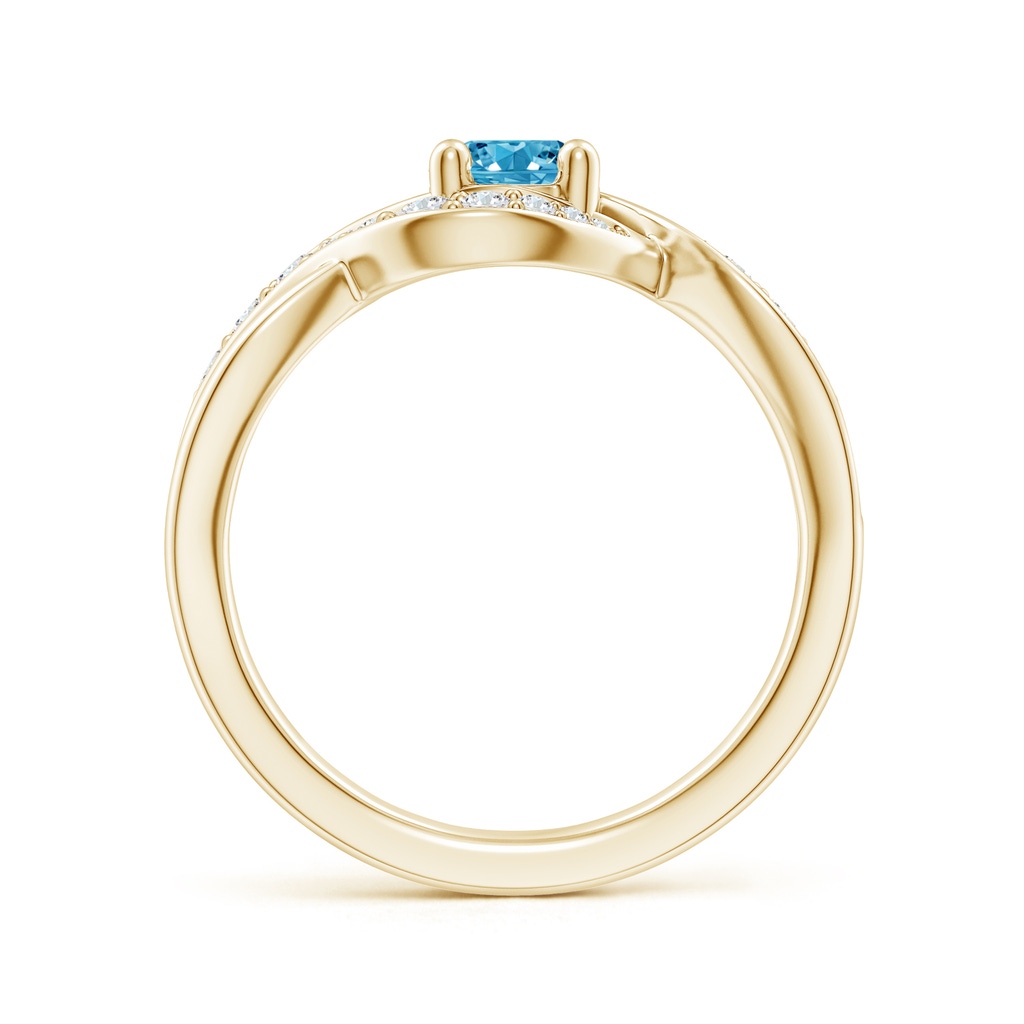 5.1mm AAAA Solitaire Round Fancy Intense Blue Diamond Infinity Promise Ring in Yellow Gold - side 199