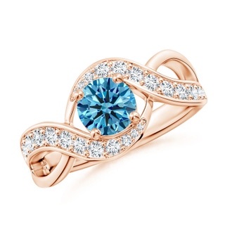 6mm AAAA Solitaire Round Fancy Intense Blue Diamond Infinity Promise Ring in Rose Gold