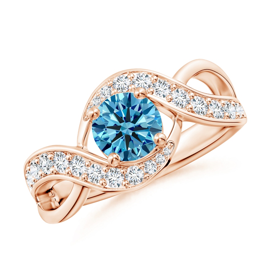 6mm AAAA Solitaire Round Fancy Intense Blue Diamond Infinity Promise Ring in Rose Gold 
