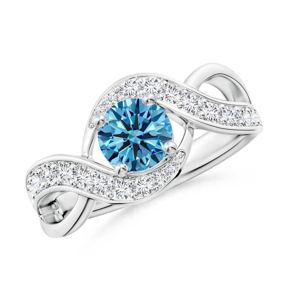 6mm AAAA Solitaire Round Fancy Intense Blue Diamond Infinity Promise Ring in S999 Silver 