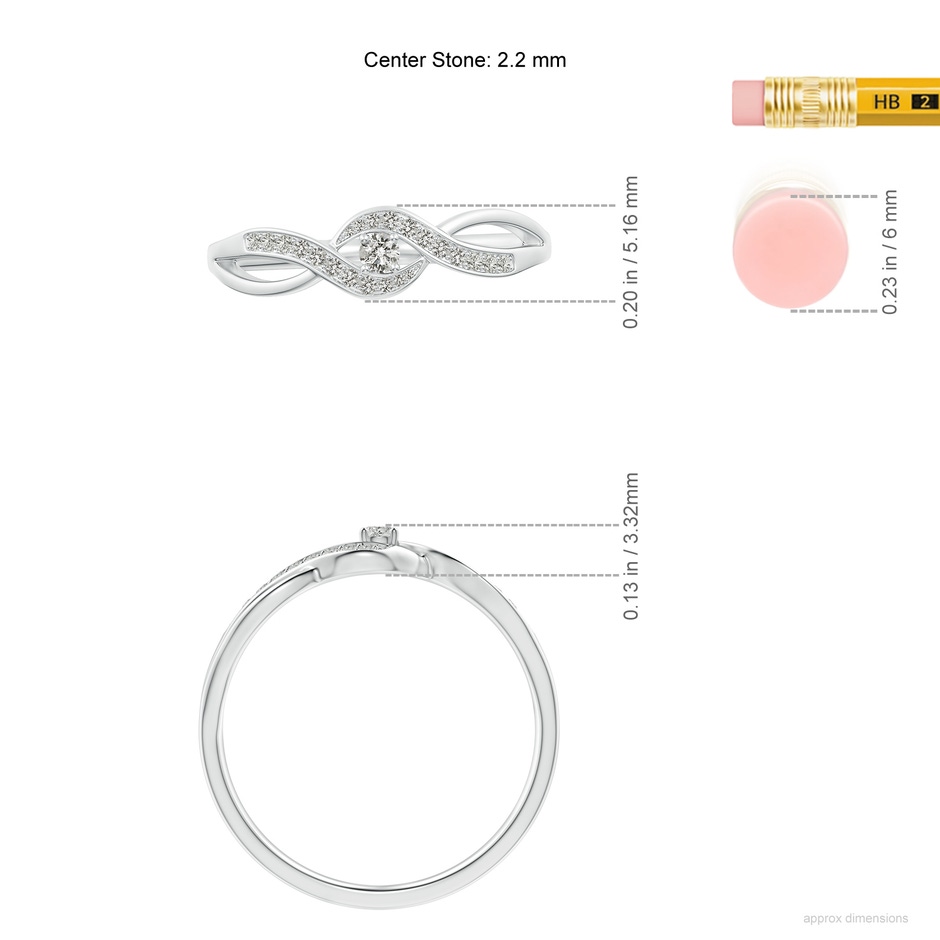 2.2mm KI3 Solitaire Round Diamond Infinity Promise Ring in 9K White Gold ruler