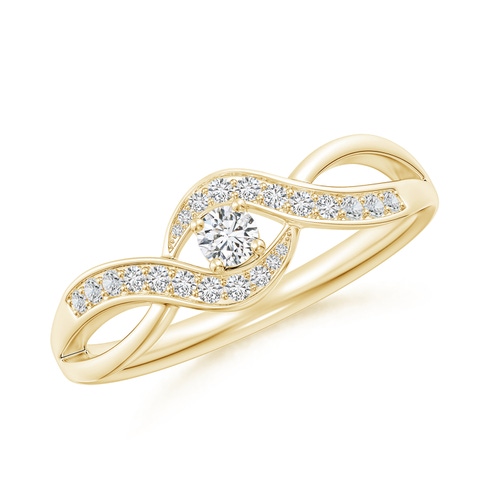 2.8mm HSI2 Solitaire Round Diamond Infinity Promise Ring in 18K Yellow Gold