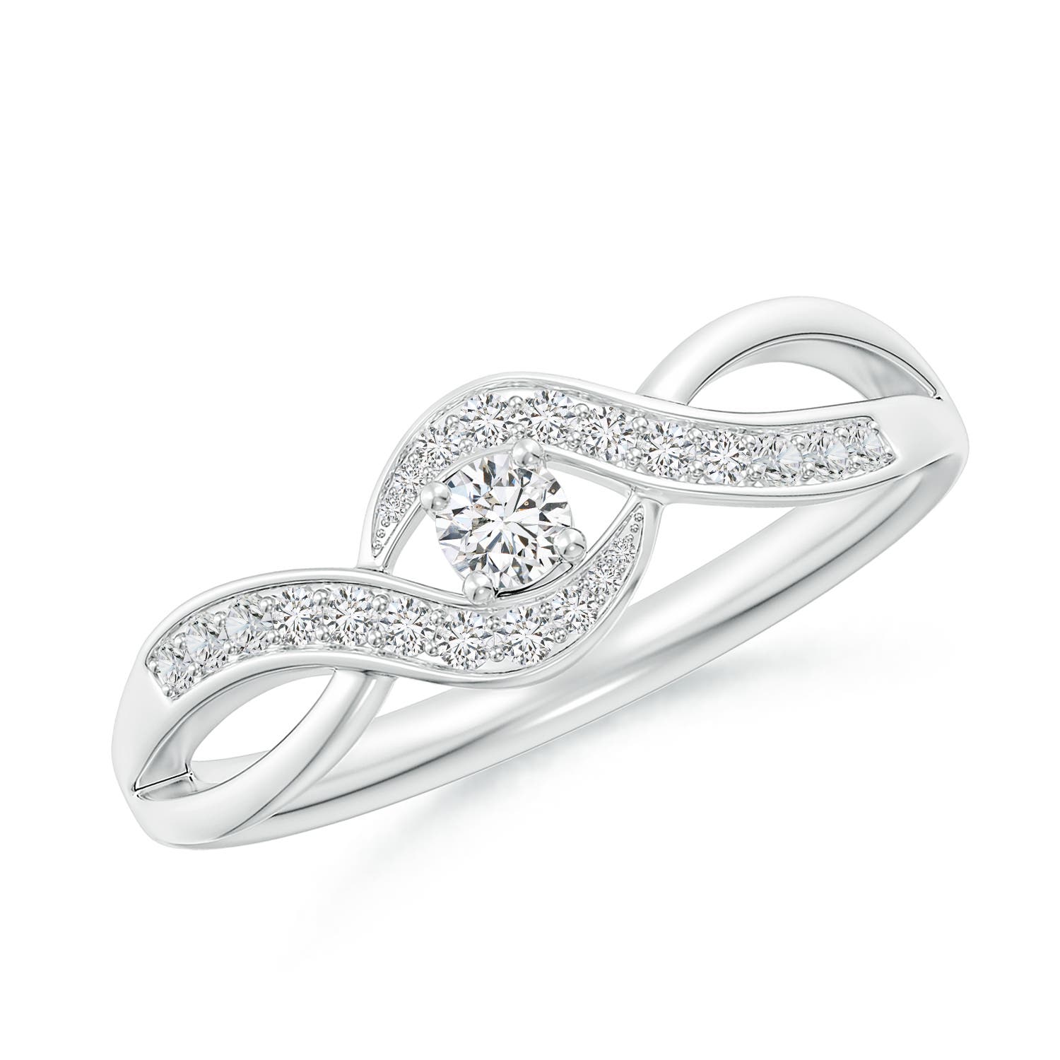2.8mm HSI2 Solitaire Round Diamond Infinity Promise Ring in White Gold