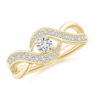 3.7mm HSI2 Solitaire Round Diamond Infinity Promise Ring in 18K Yellow Gold