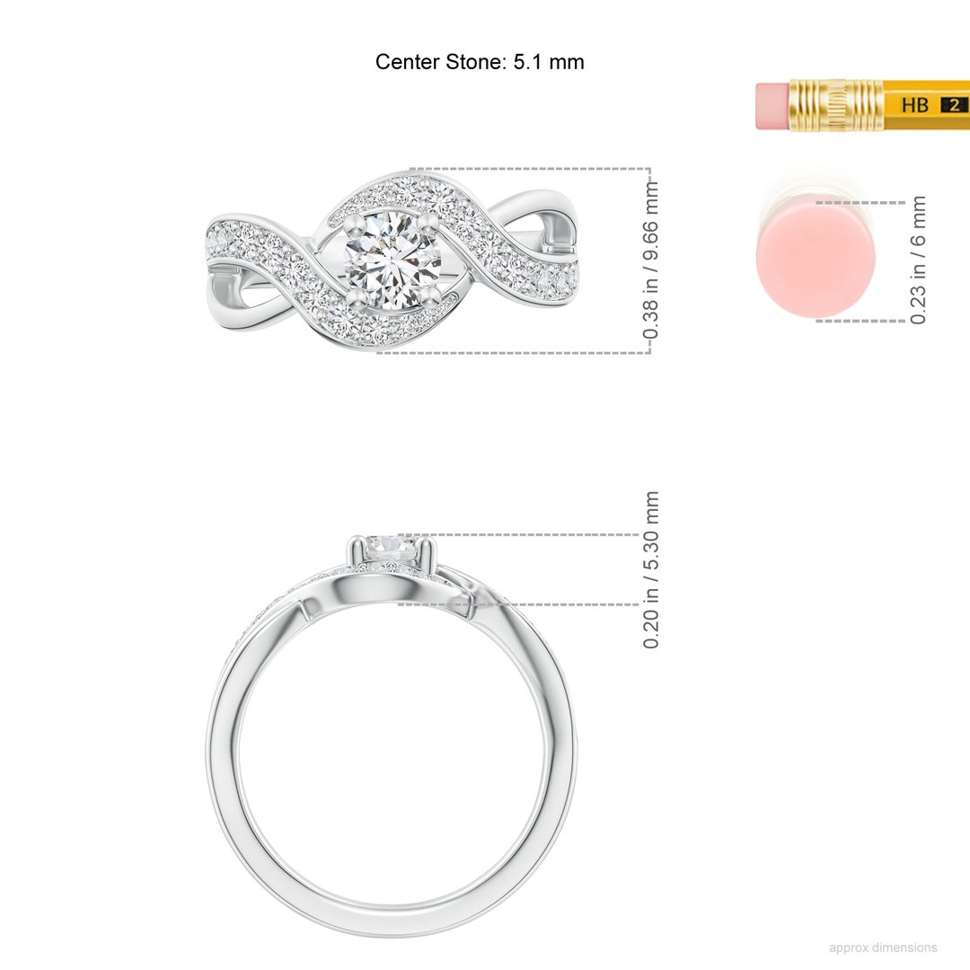 5.1mm HSI2 Solitaire Round Diamond Infinity Promise Ring in White Gold - ruler