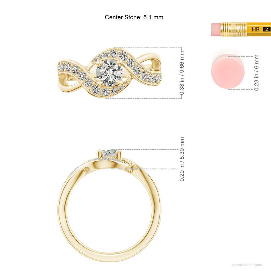 5.1mm KI3 Solitaire Round Diamond Infinity Promise Ring in 18K Yellow Gold ruler
