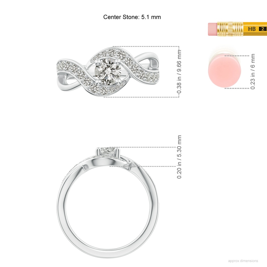 5.1mm KI3 Solitaire Round Diamond Infinity Promise Ring in P950 Platinum ruler