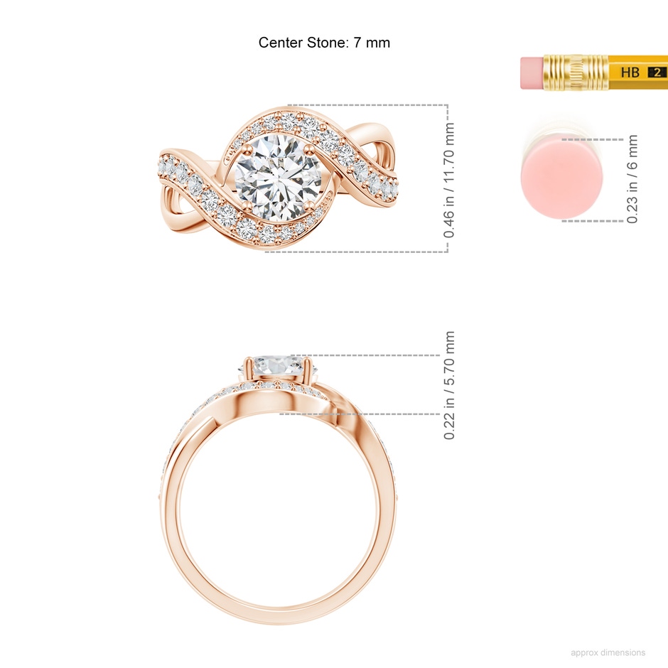7mm HSI2 Solitaire Round Diamond Infinity Promise Ring in Rose Gold ruler