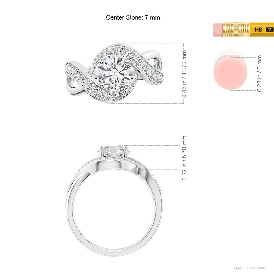 7mm HSI2 Solitaire Round Diamond Infinity Promise Ring in White Gold ruler