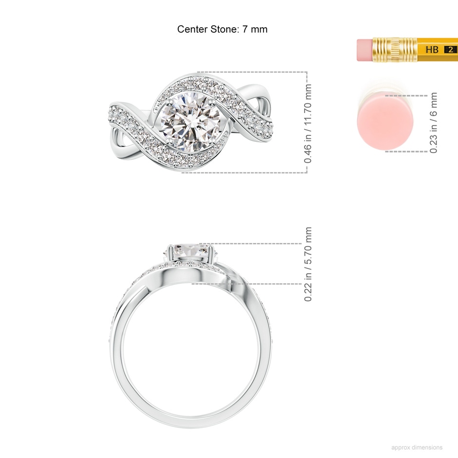 7mm IJI1I2 Solitaire Round Diamond Infinity Promise Ring in 18K White Gold ruler