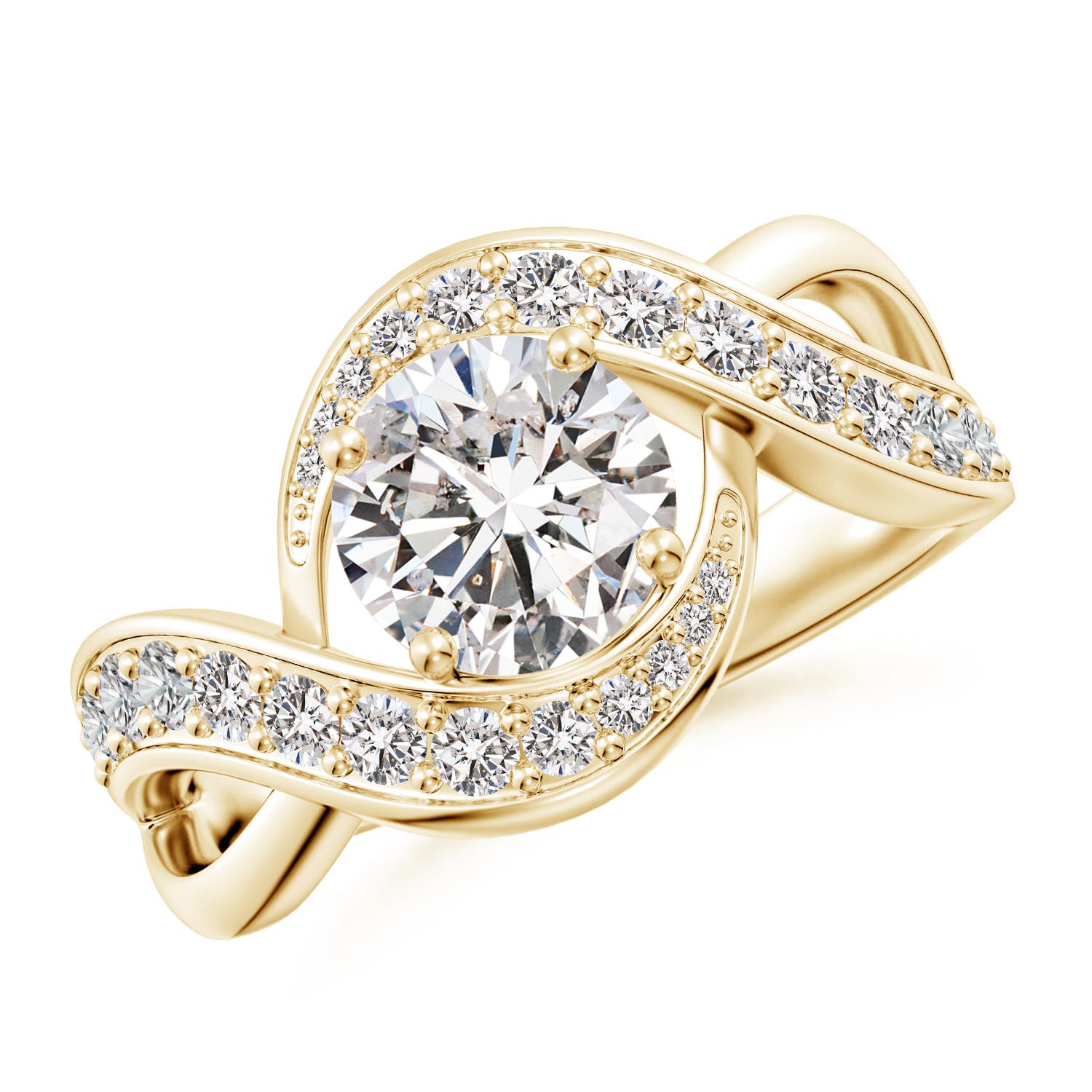 7mm IJI1I2 Solitaire Round Diamond Infinity Promise Ring in Yellow Gold