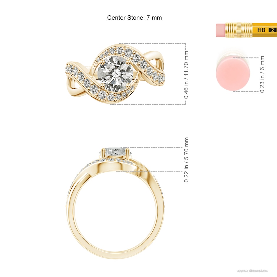 7mm KI3 Solitaire Round Diamond Infinity Promise Ring in Yellow Gold ruler