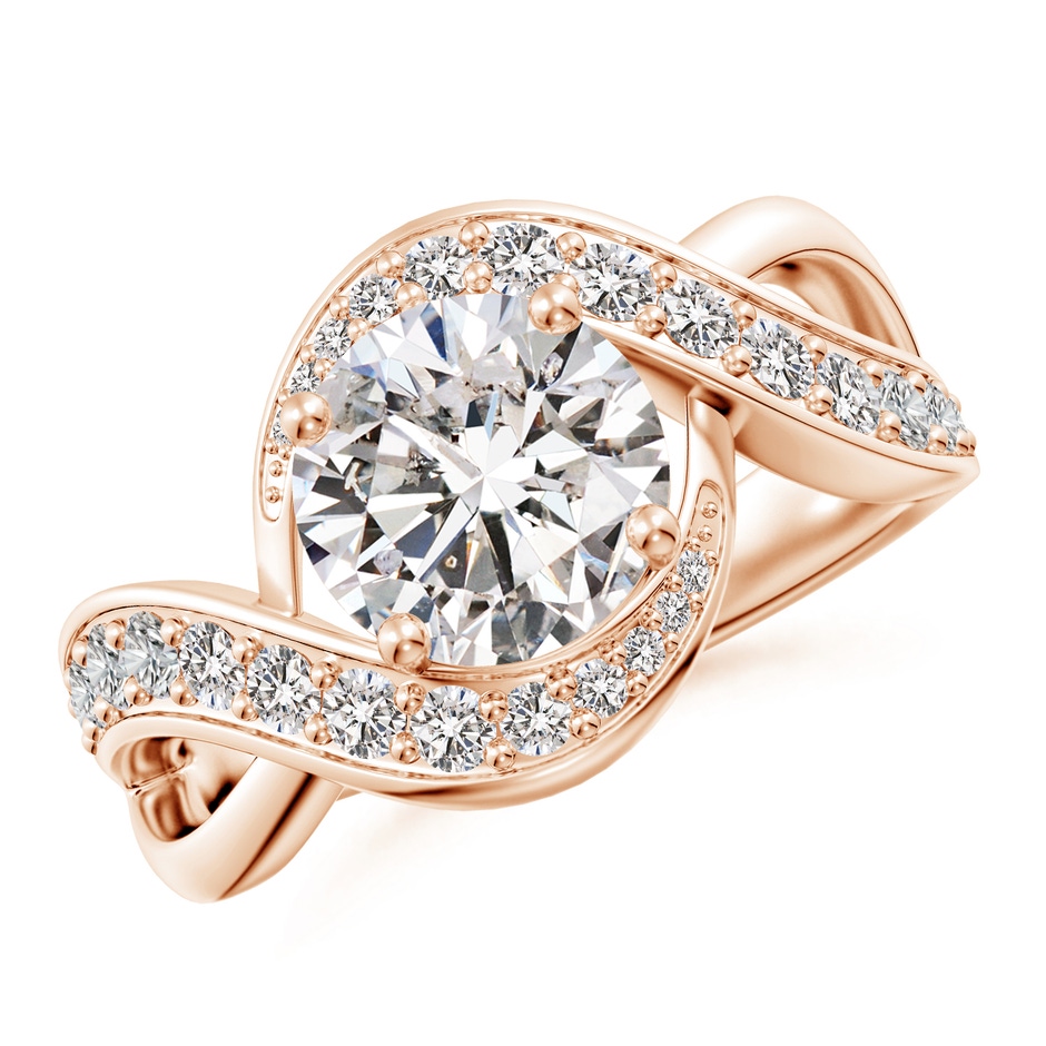8.1mm IJI1I2 Solitaire Round Diamond Infinity Promise Ring in 18K Rose Gold 