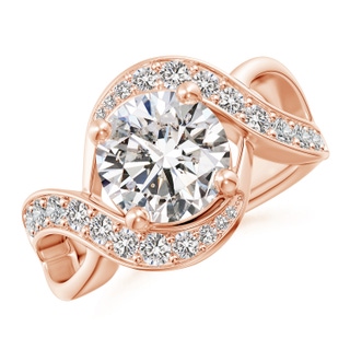 8.9mm IJI1I2 Solitaire Round Diamond Infinity Promise Ring in 18K Rose Gold