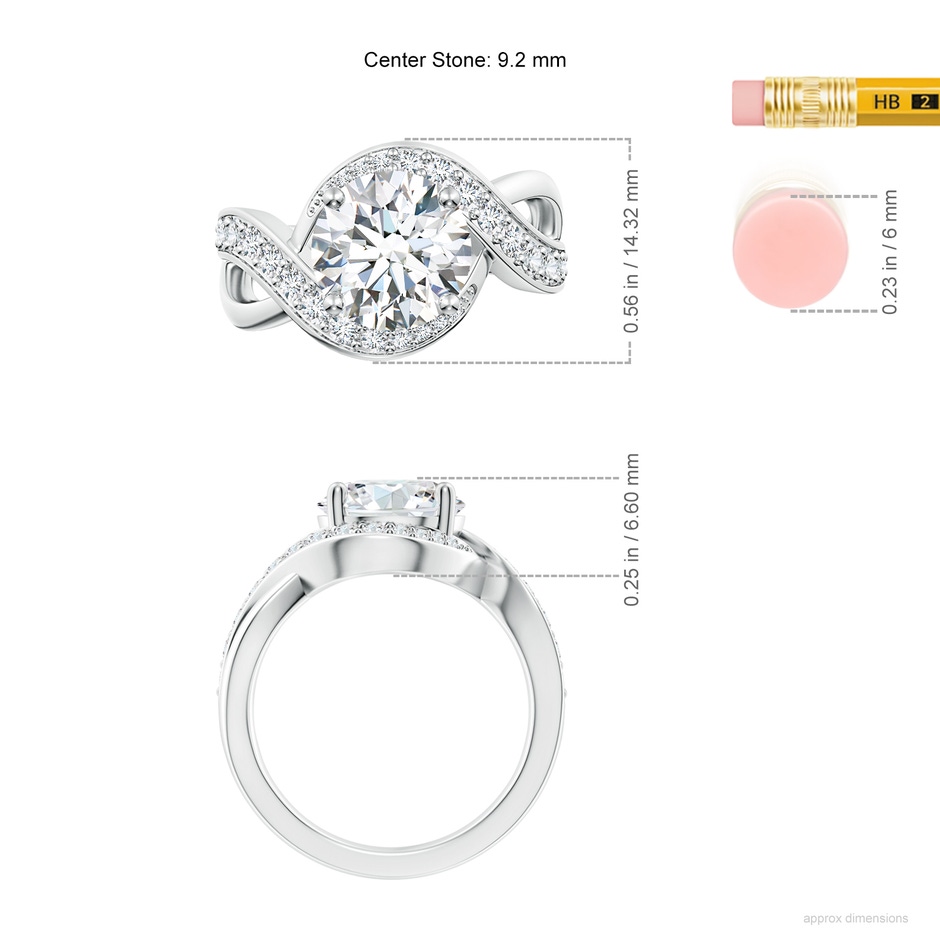 9.2mm GVS2 Solitaire Round Diamond Infinity Promise Ring in 9K White Gold ruler