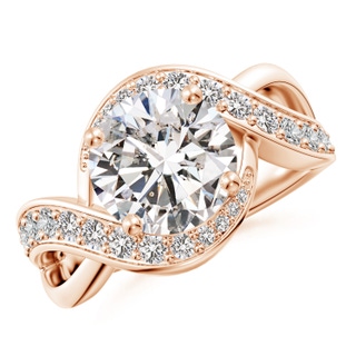 9.2mm IJI1I2 Solitaire Round Diamond Infinity Promise Ring in 18K Rose Gold