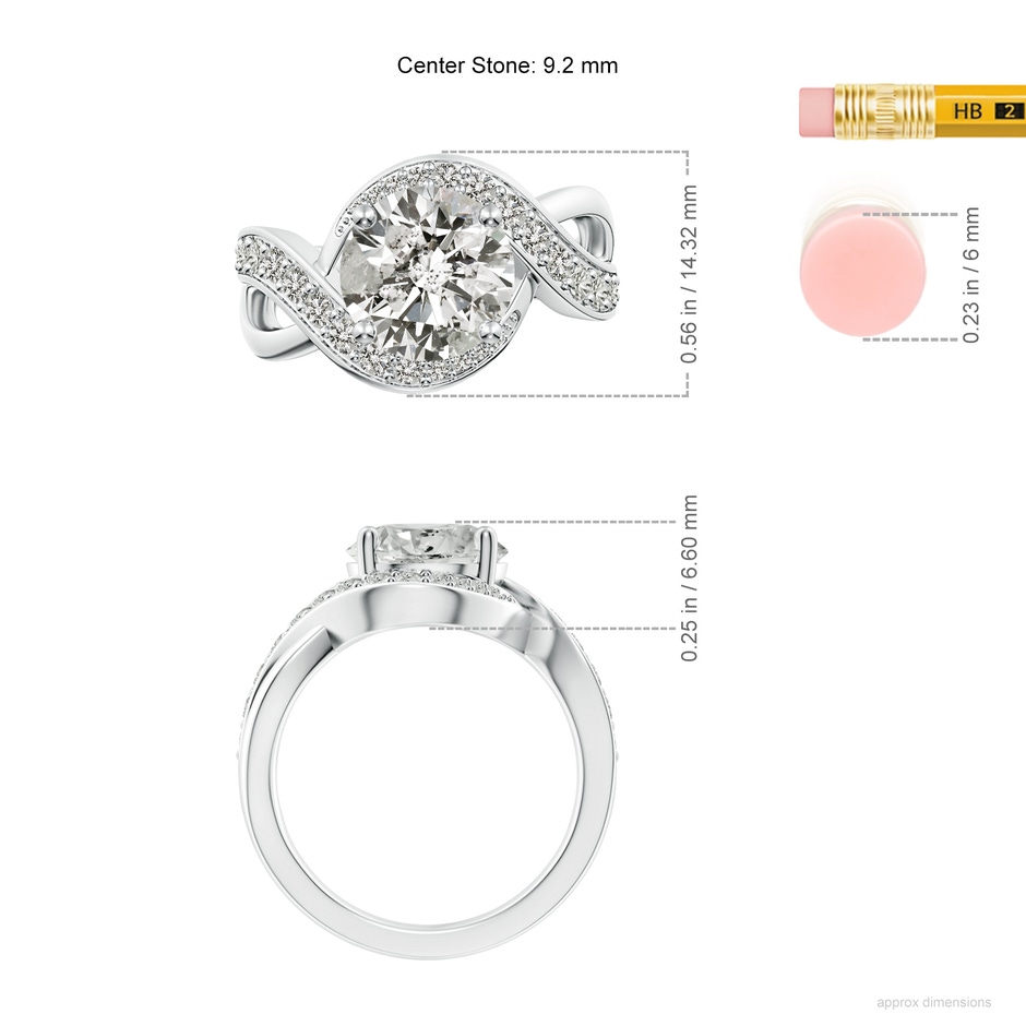 9.2mm KI3 Solitaire Round Diamond Infinity Promise Ring in White Gold ruler