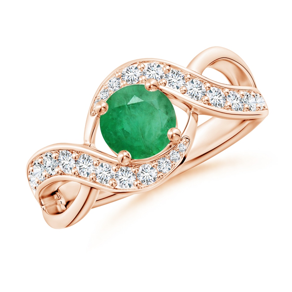 6mm A Solitaire Round Emerald Infinity Promise Ring in Rose Gold 