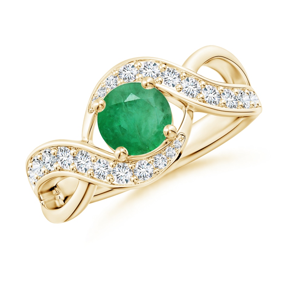 6mm A Solitaire Round Emerald Infinity Promise Ring in Yellow Gold 