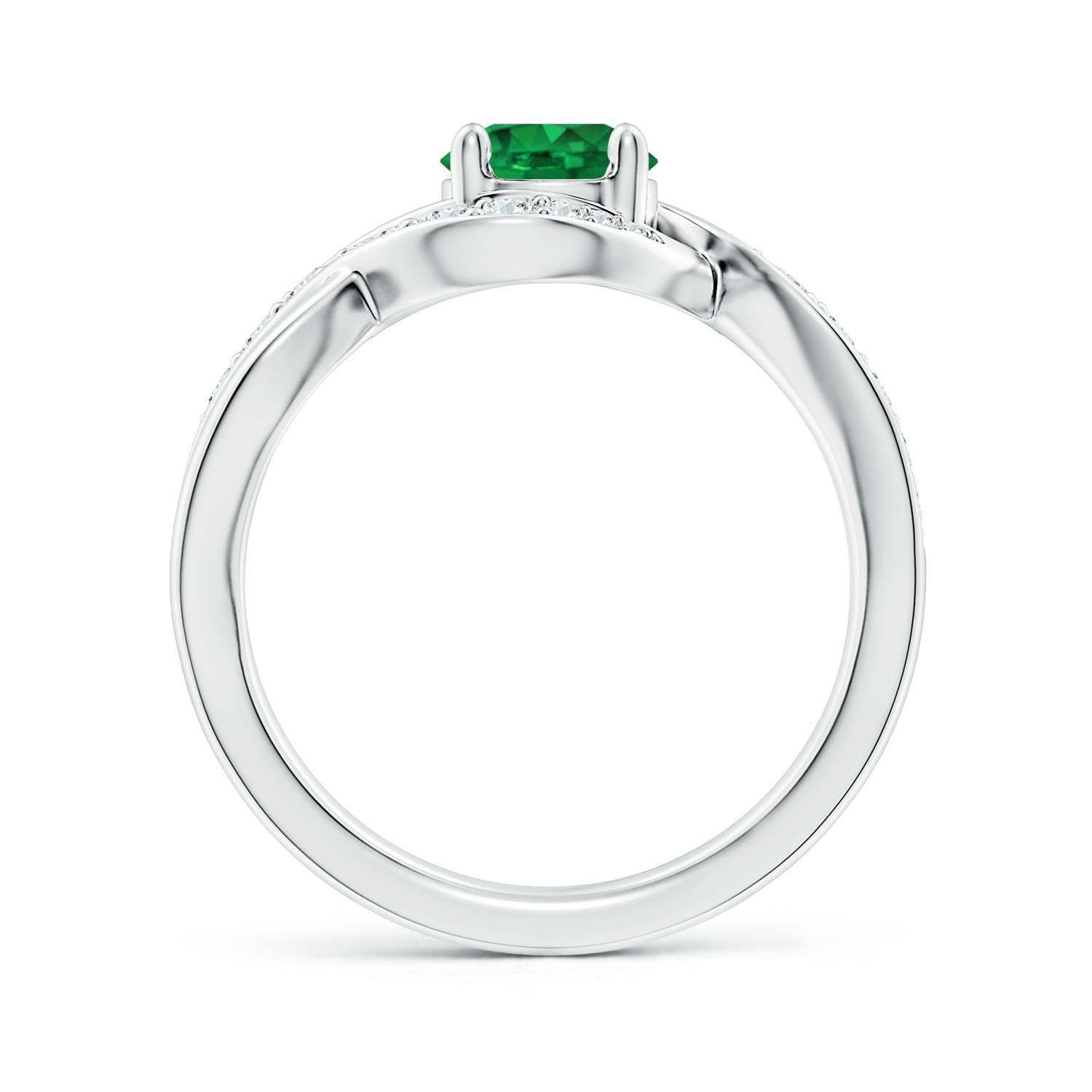6mm AAA Solitaire Round Emerald Infinity Promise Ring in 18K White Gold