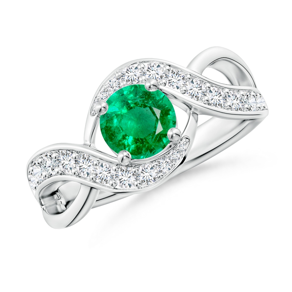 6mm AAA Solitaire Round Emerald Infinity Promise Ring in White Gold