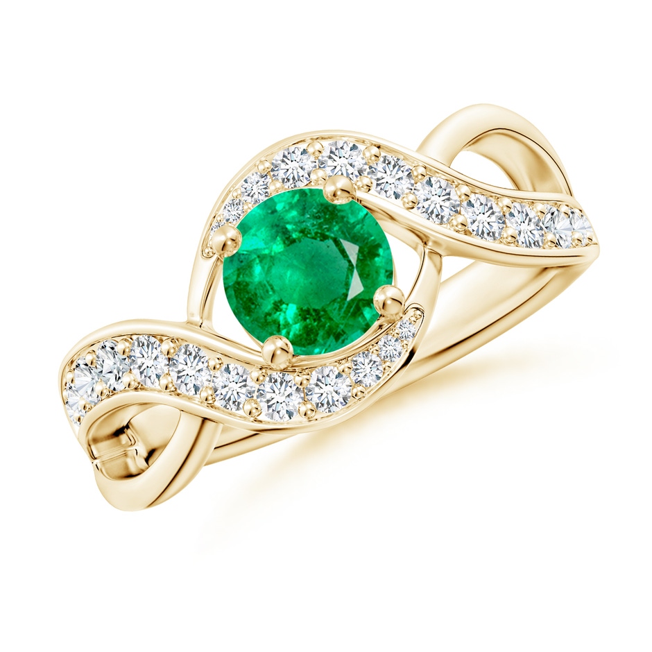 6mm AAA Solitaire Round Emerald Infinity Promise Ring in Yellow Gold 