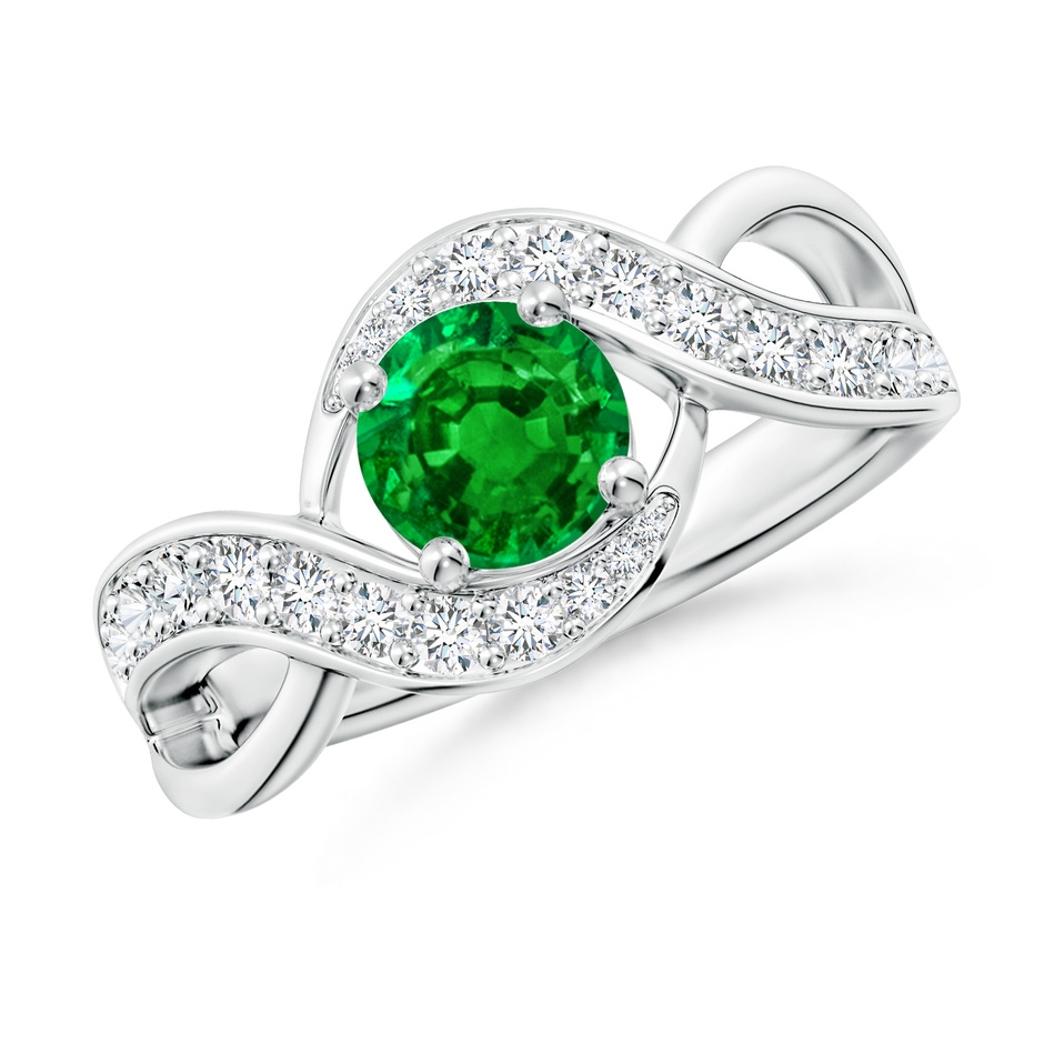 6mm AAAA Solitaire Round Emerald Infinity Promise Ring in P950 Platinum 
